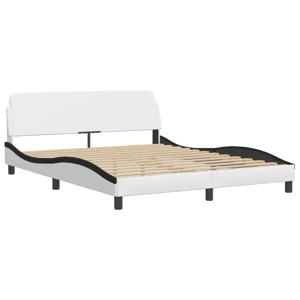 Letto matrimoniale | Letto per adulti | Giroletto Viana con LED senza Materasso Bianco e Nero 160x200 cm