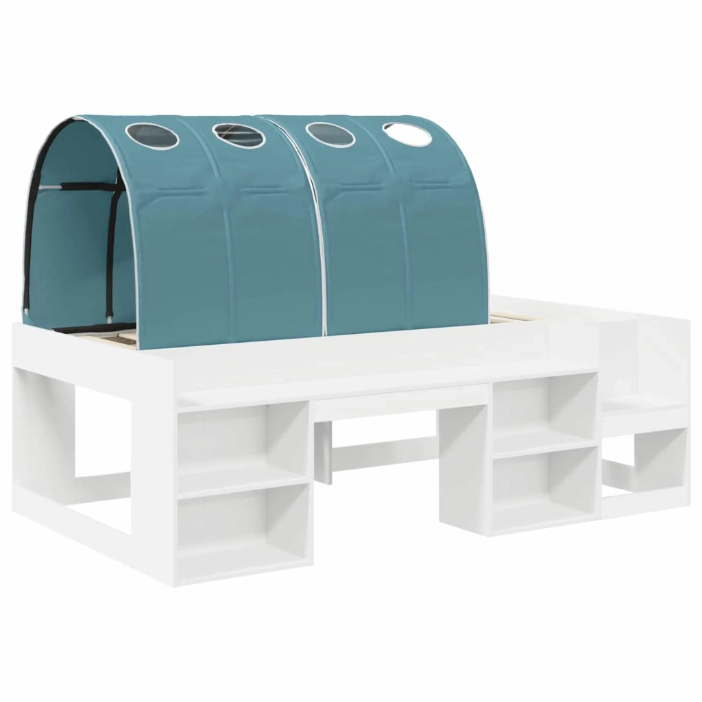 Letto con Tunnel 3 pcs Bianco e azzurro Legno ingegnerizzato