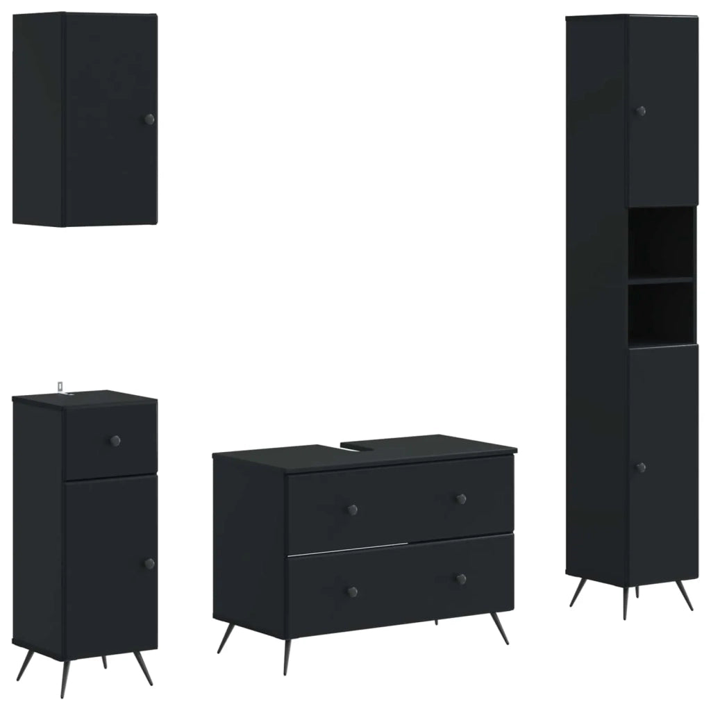Set di Mobili da Bagno da 4 Pezzi BREDA Nero 3417964
