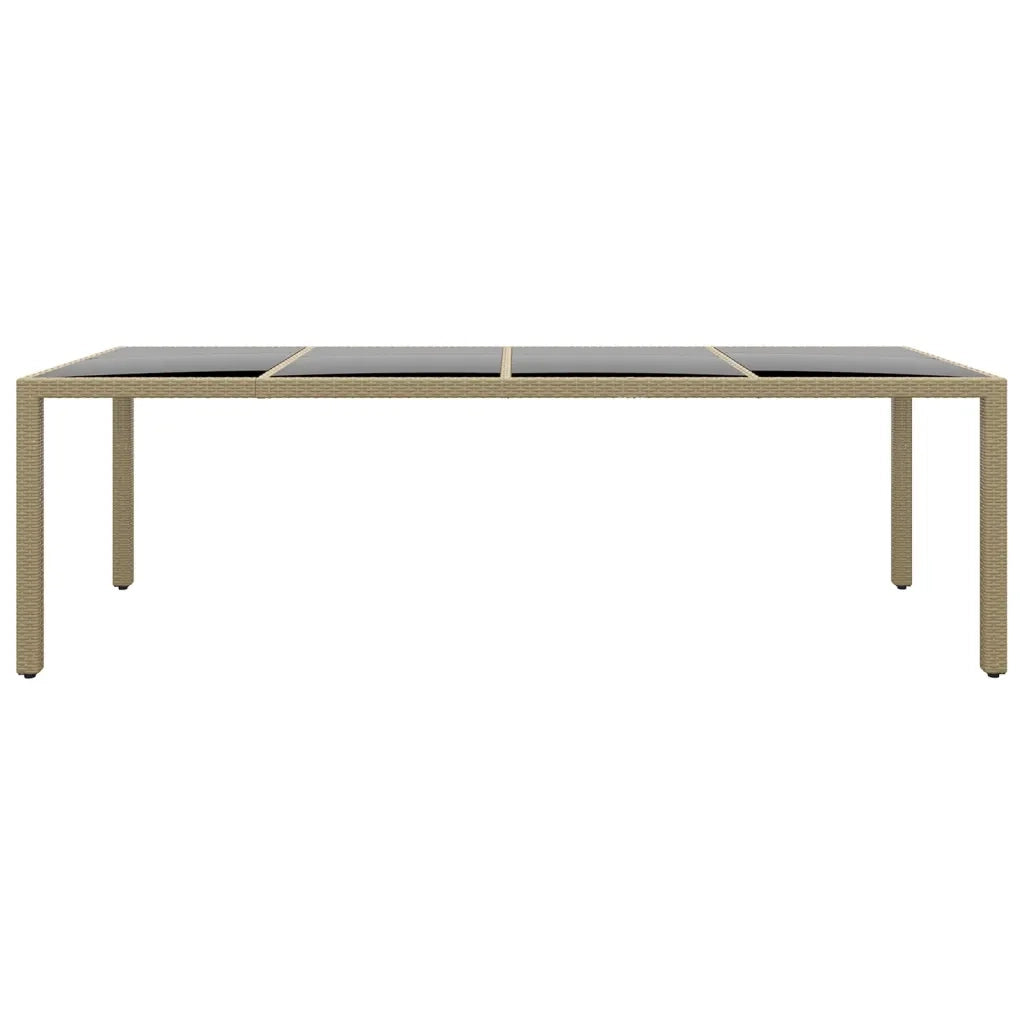 Tavolo da Giardino | Tavolino da esterno con Piano Vetro Beige in Polyrattan