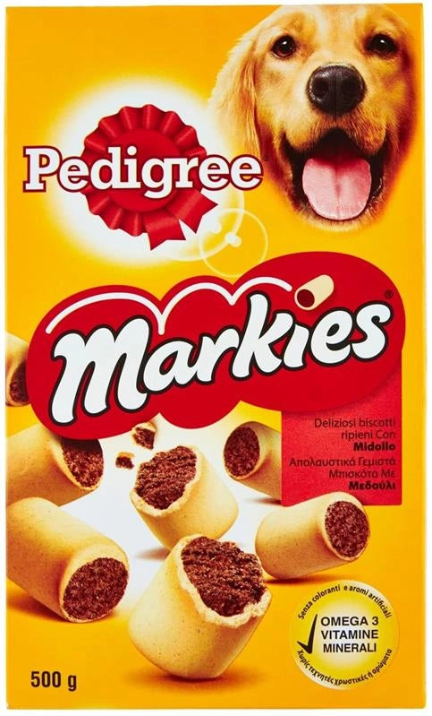 PEDIGREE BISCROK MARKIES SNACK BISCOTTI PER CANE RIPIENI CON MIDOLLO 500 GR