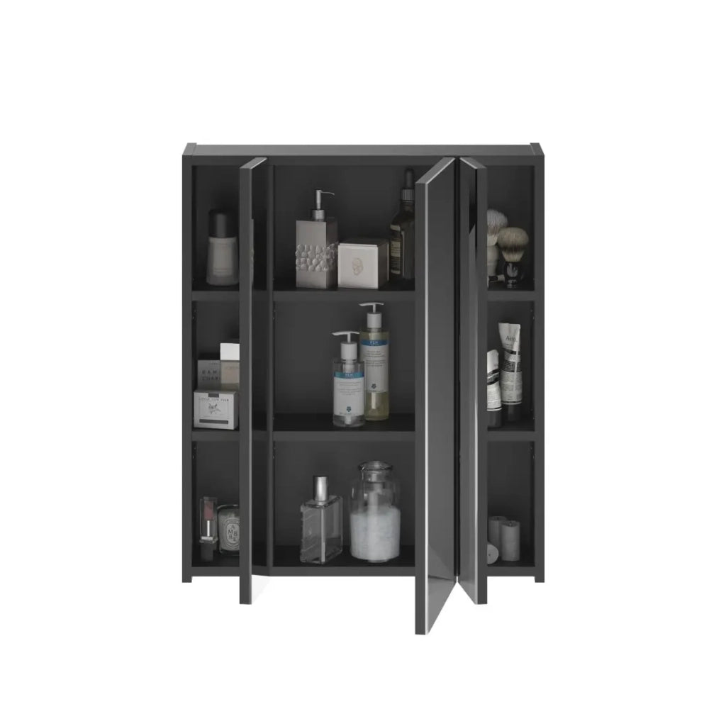 Mobile da bagno con specchio e LED - Nero lucido - KLEANKIN