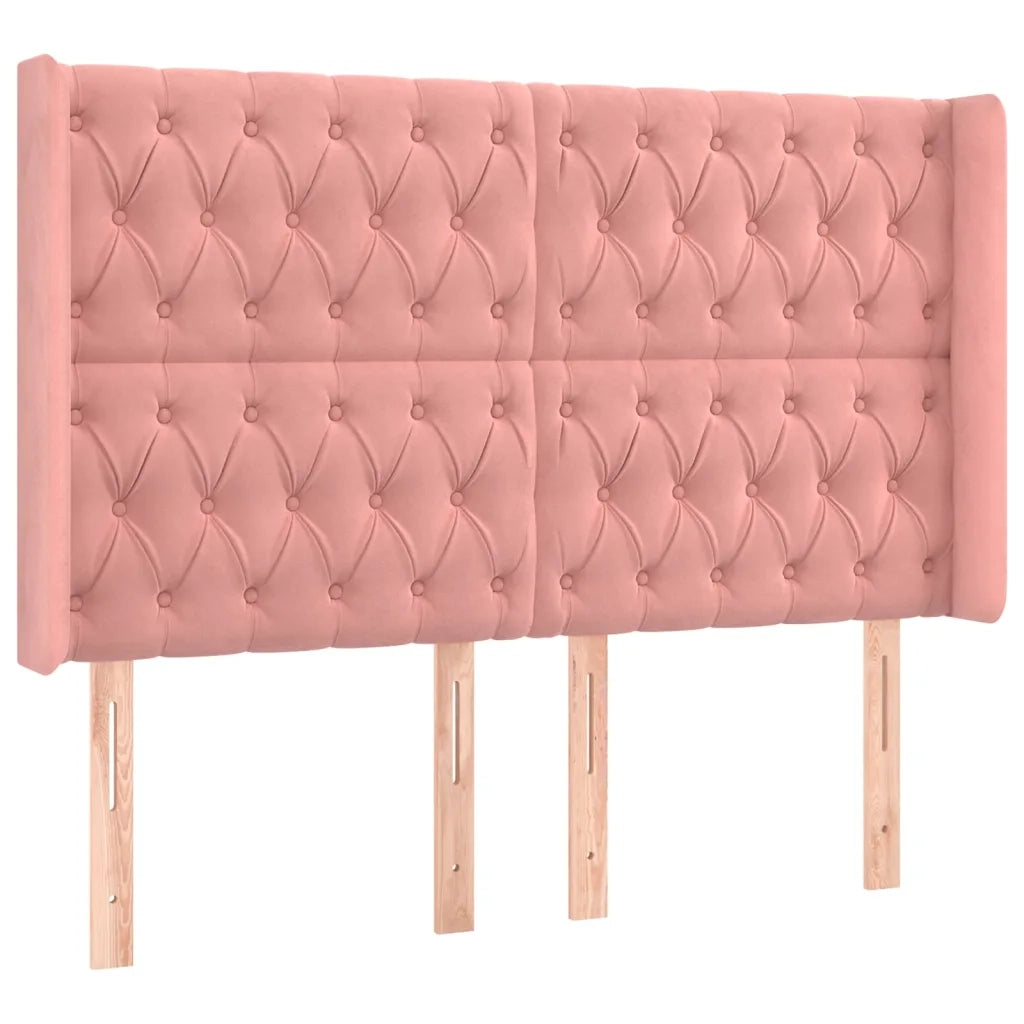 Testiera ad Orecchio-Testata con Orecchie Rosa 163x16x118/128 cm in Velluto 589042