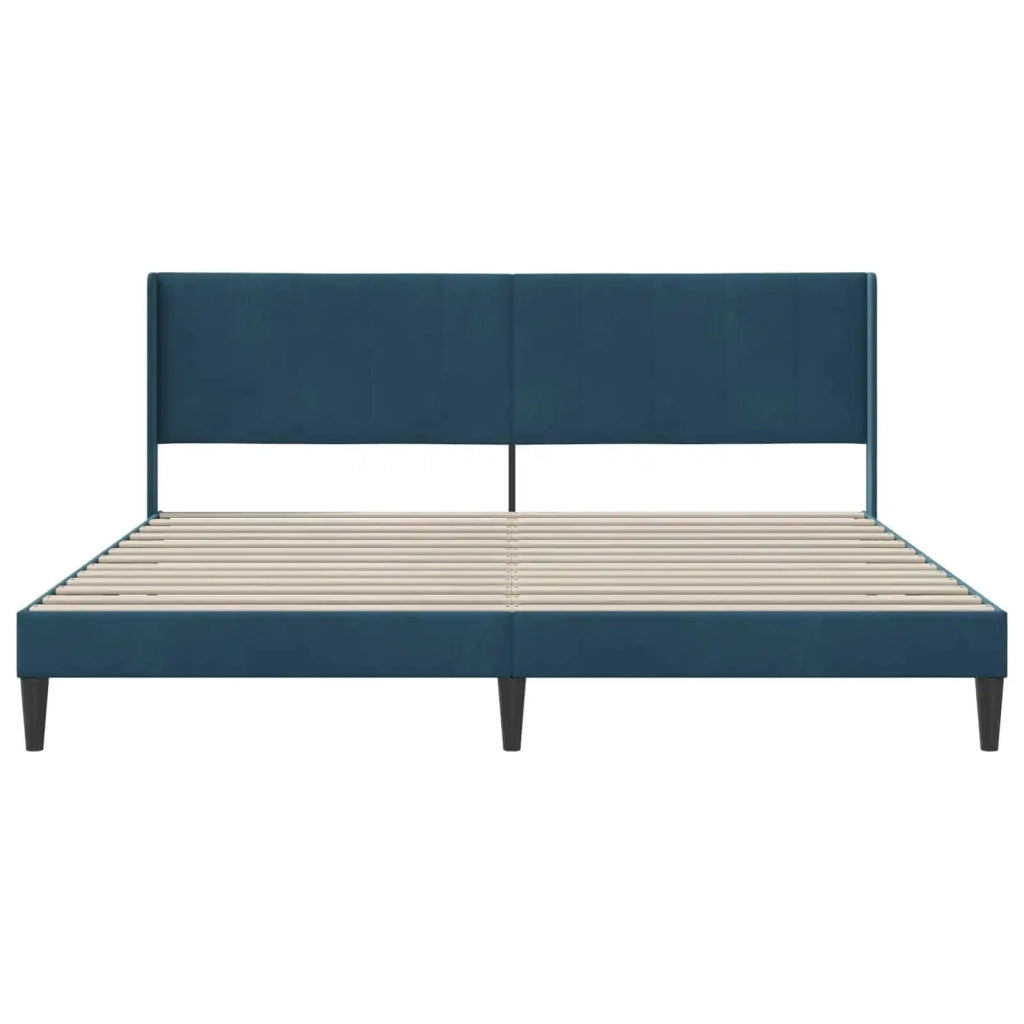 Letto matrimoniale | Letto per adulti | Struttura del letto con testiera Blu 180 x 200 cm Velluto