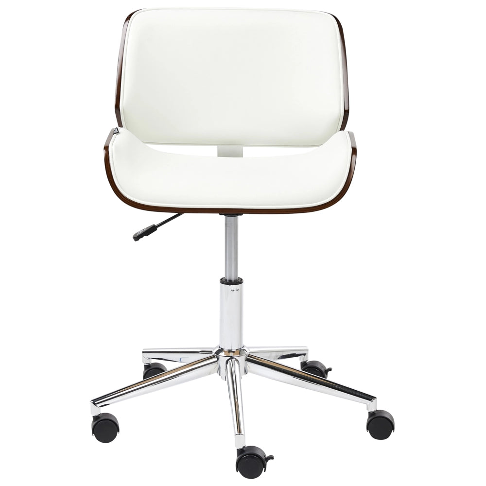 Sedia da ufficio ecopelle bianco e legno scuro arredamento da ufficio elegante