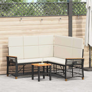 Set di Divani Recliner da Giardino Nero e Bianco Crema 42026823