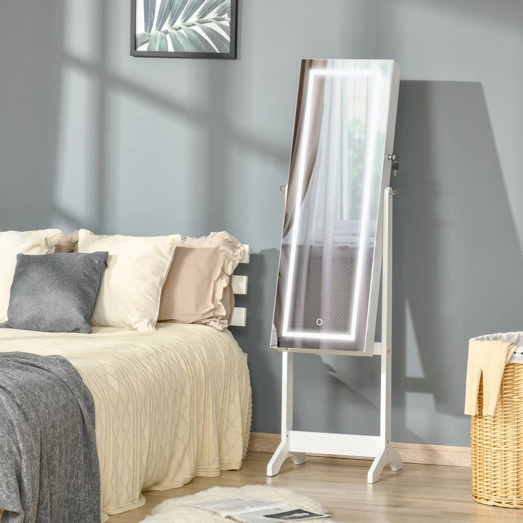 Armadio Gioielli con Luci LED e Ripiani ¨C zephmum ¨C 46x36,5x151,5 cm Bianco