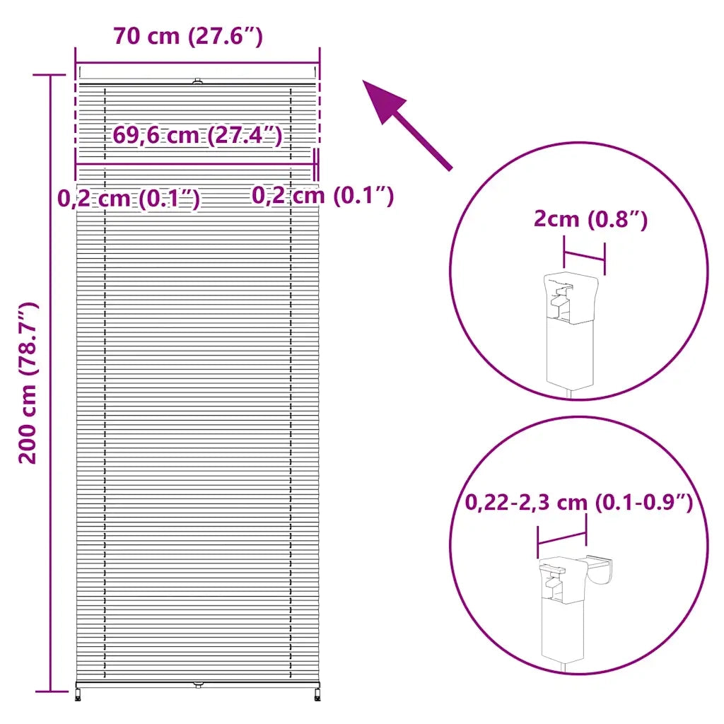 Tenda plissè 70x200cm bianca 240600