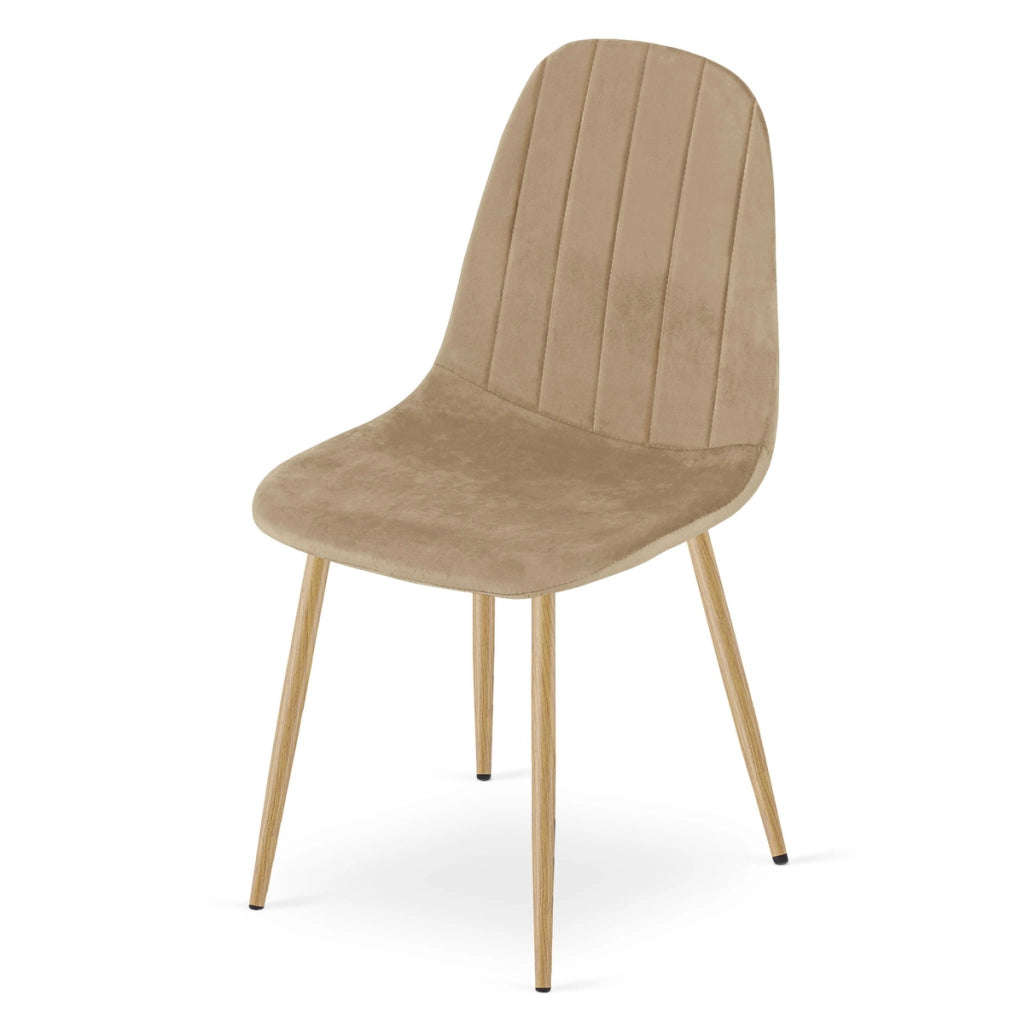 Set di 3 Sedie Padva in Velluto Marrone e Gambe Rovere
