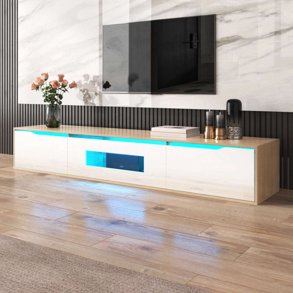 Cassettiera per TV bianca lucida in truciolare lunghezza 180 cm