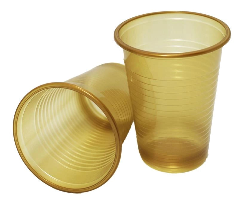 BICCHIERI DI PLASTICA SET 50 PZ DA 200 CC COLORE ORO DA TAVOLA E PER FESTE