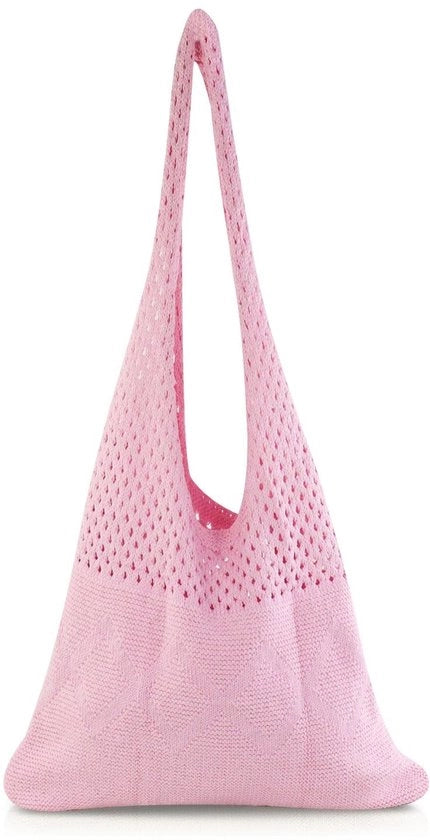 Borsa da spiaggia per donne, stile bohemian, borsa per spese con capacità adeguata, borsa da portare in giro per le vacanze, spiaggia, appuntamenti, shopping (rosa)