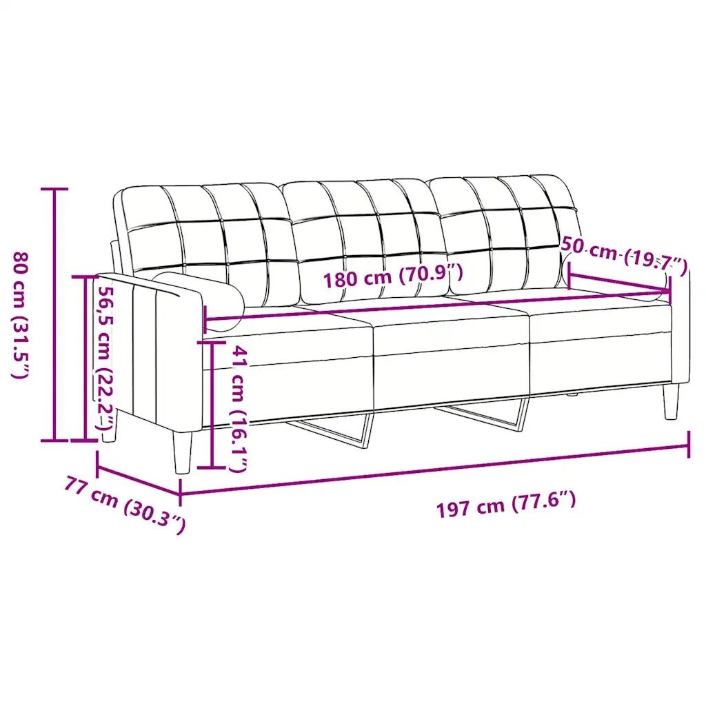 Divano | Divano da soggiorno | Sofa a 3 Posti con Cuscini Blu 180 cm in Velluto