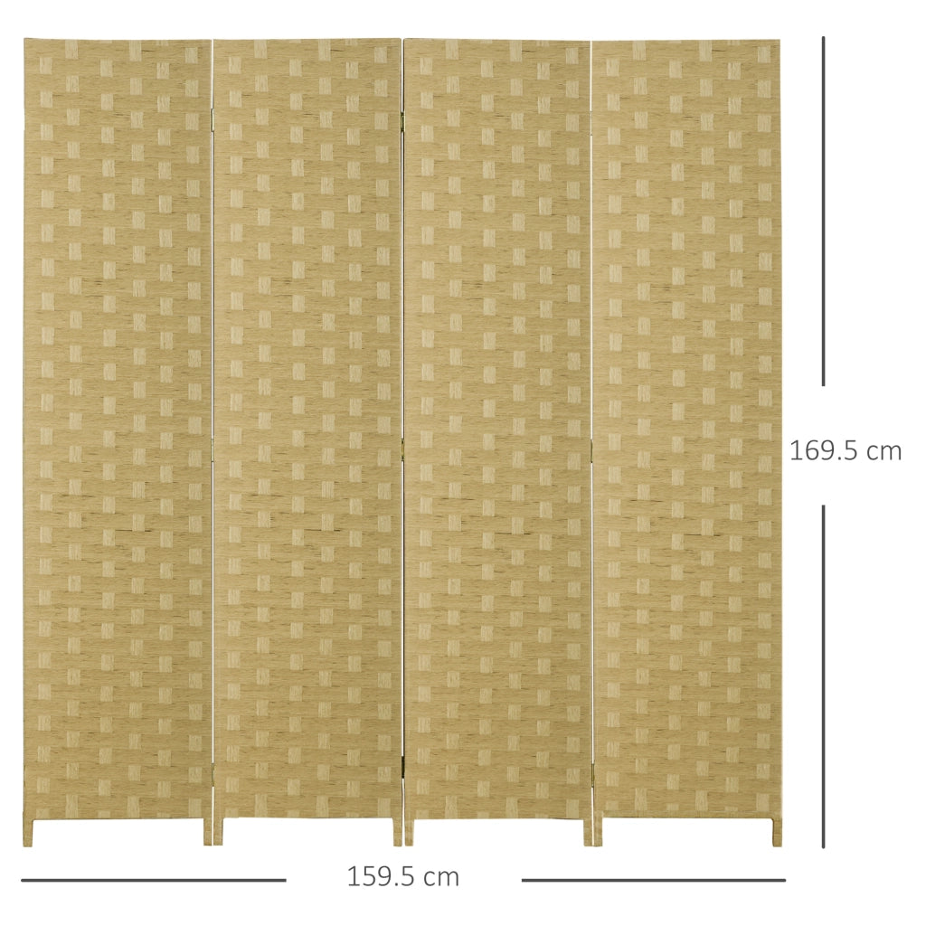Paravento Separ¨¦ da Interno a 4 Ante in Legno, Pieghevole e Salvaspazio Altezza 170cm, Marrone