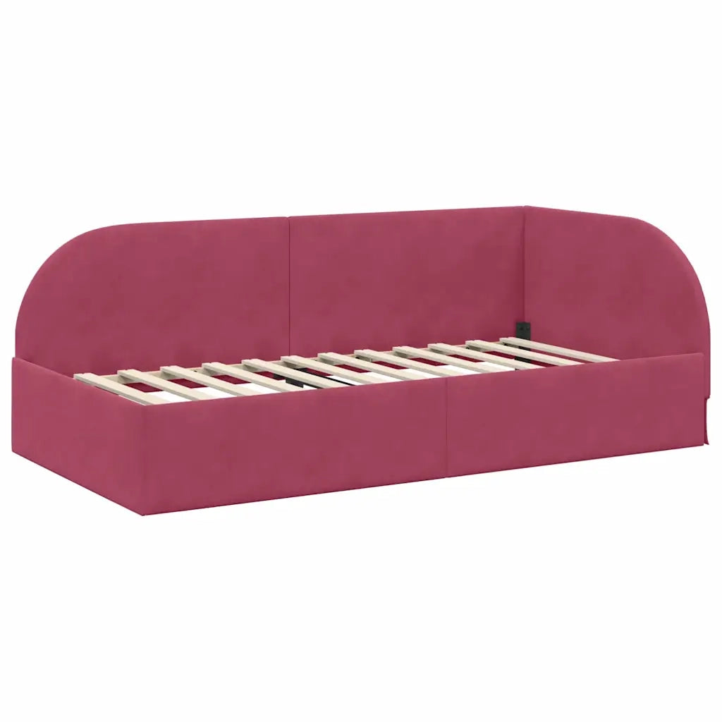 Struttura Letto Angolare con Materasso 2 pcs Rosso Velluto 3394198