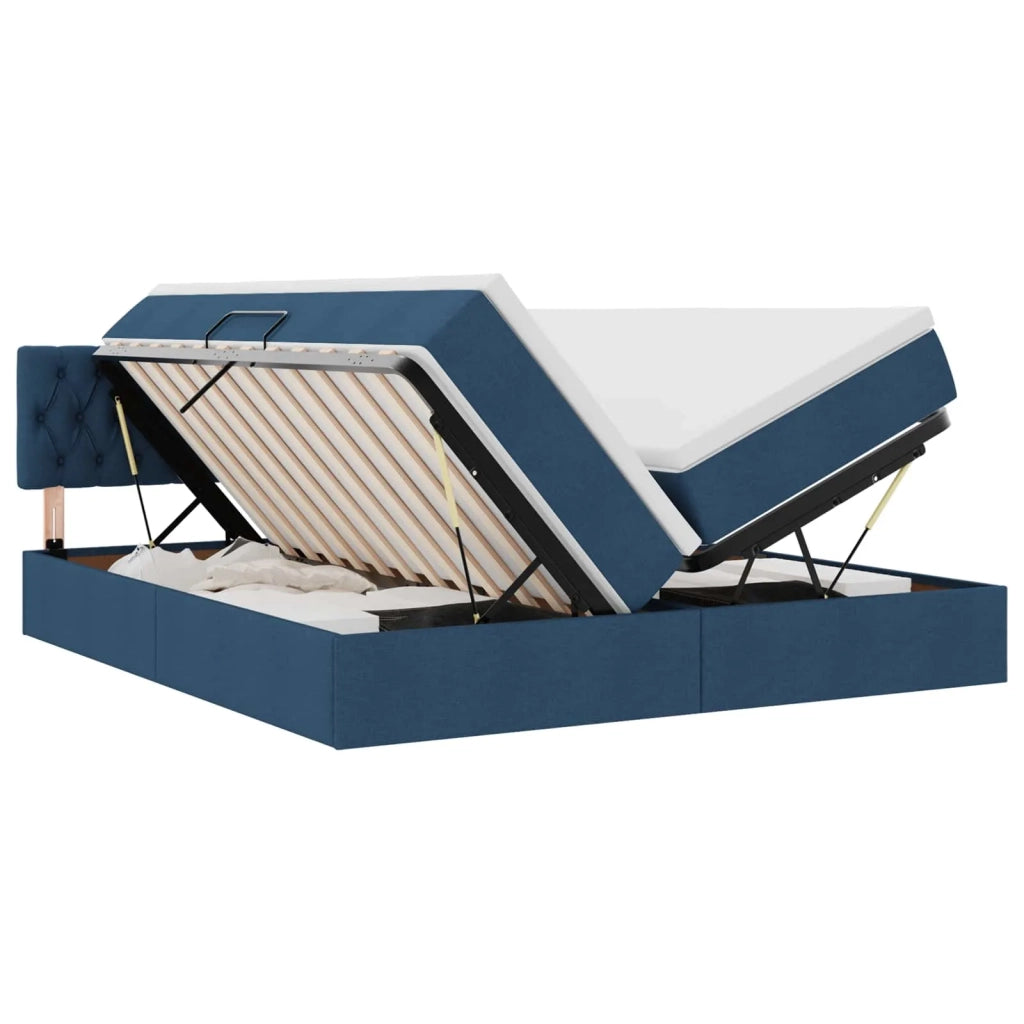 Letto con Contenitore Blu 180 x 200 cm Pelle Sintetica 3370942