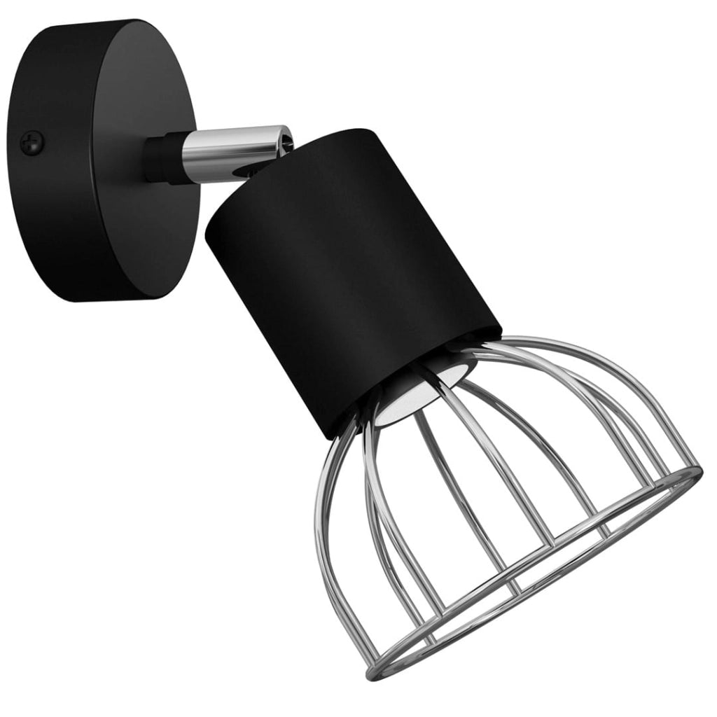 Applique 1 luce Dante Silver nero/cromo GU10 40W Milagro