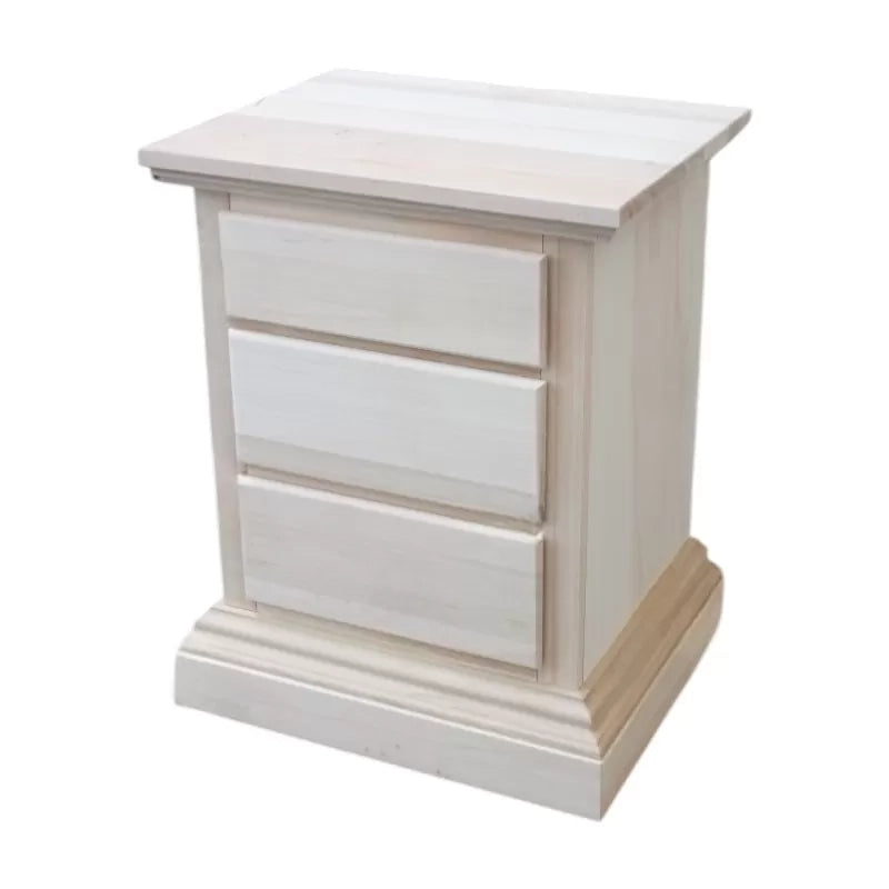 comodino classico 3 cassetti legno grezzo 51x40x64 (727) - Mobili 2G