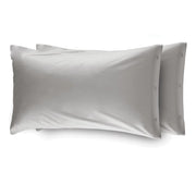 Coppia 2 Federe Cuscino Letto 100% Cotone Tinta Unita Sfoderabile Bottoni Laterali - Federe - Grigio