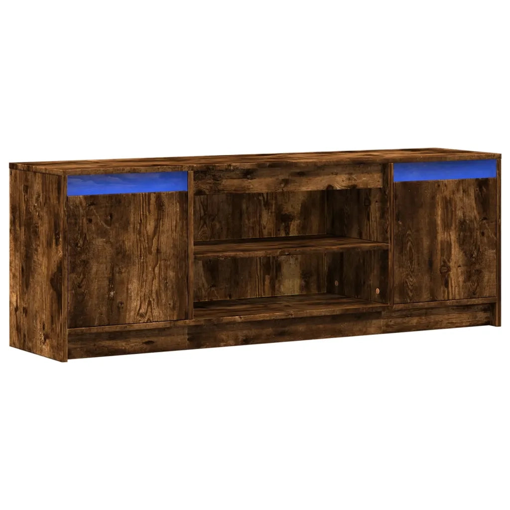 Mobile Porta TV con LED-Mobile per TV-Credenza TV Rovere Fumo 139,5x34x50cm in Truciolato