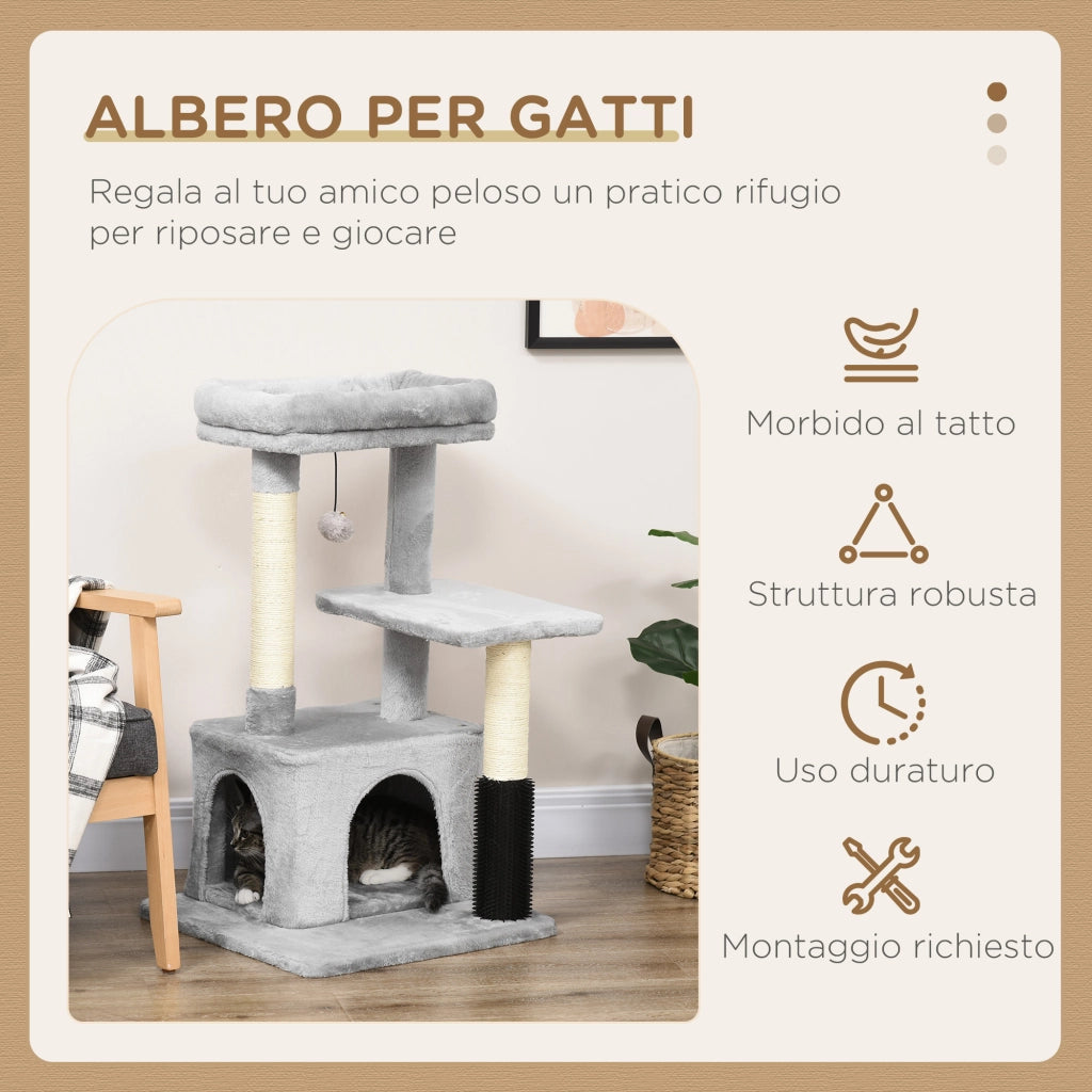 Tiragraffi per Gatti con Lettino e Casetta Multilivello ¨C Zephmum ¨C Grigio