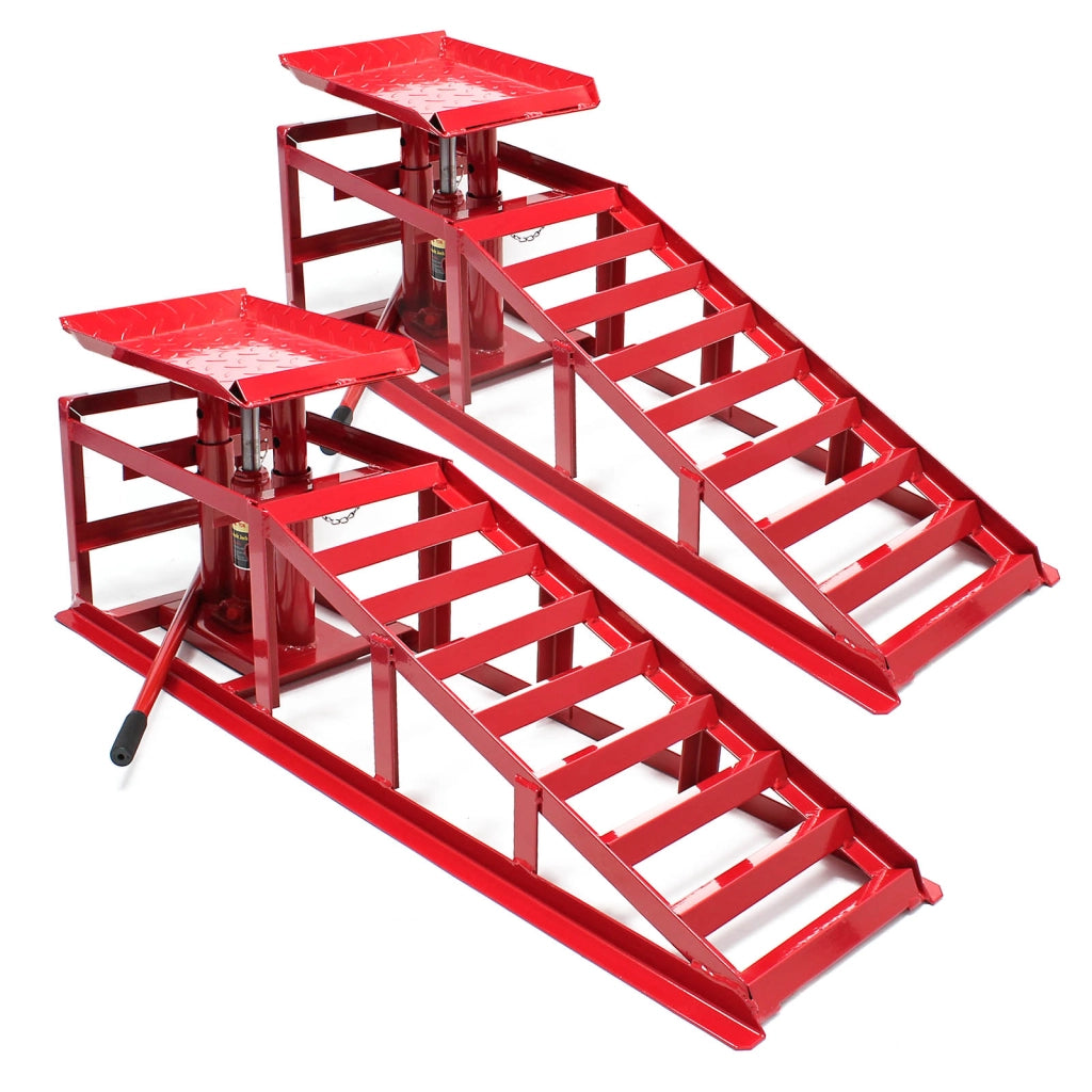 2x rampe di sollevamento con martinetto idraulico Max 2000 kg Altezza regolabile Rampa di carico