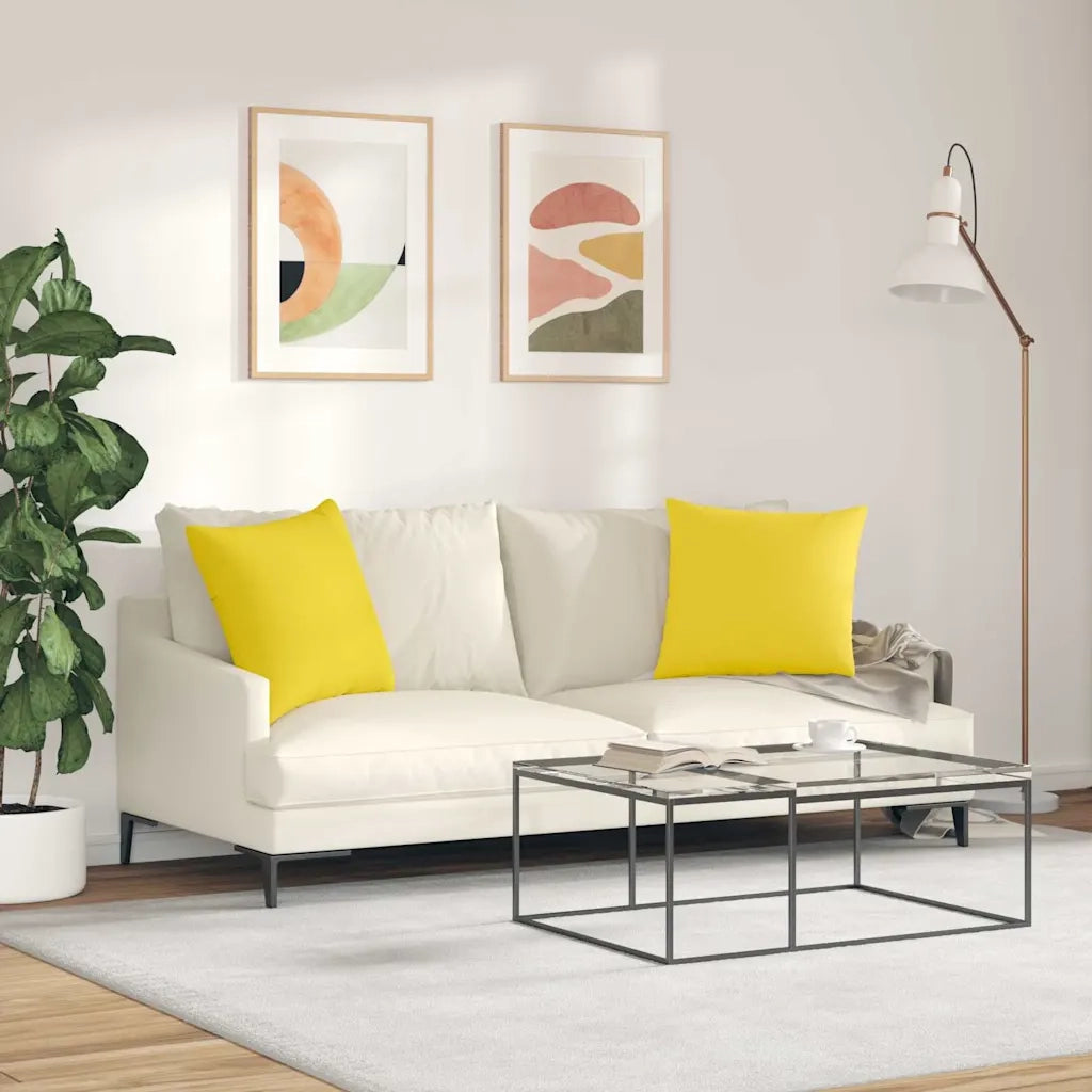 Cuscini da Divano 2 pcs Giallo Chiaro 50 x 50 cm Tessuto 42013963