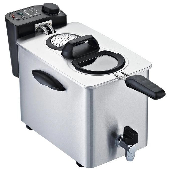 RGV FR TYPE4L Friggitrice Elettrica 4 L 2500 W Acciaio Inox Rubinetto Scarico Olio colore Nero