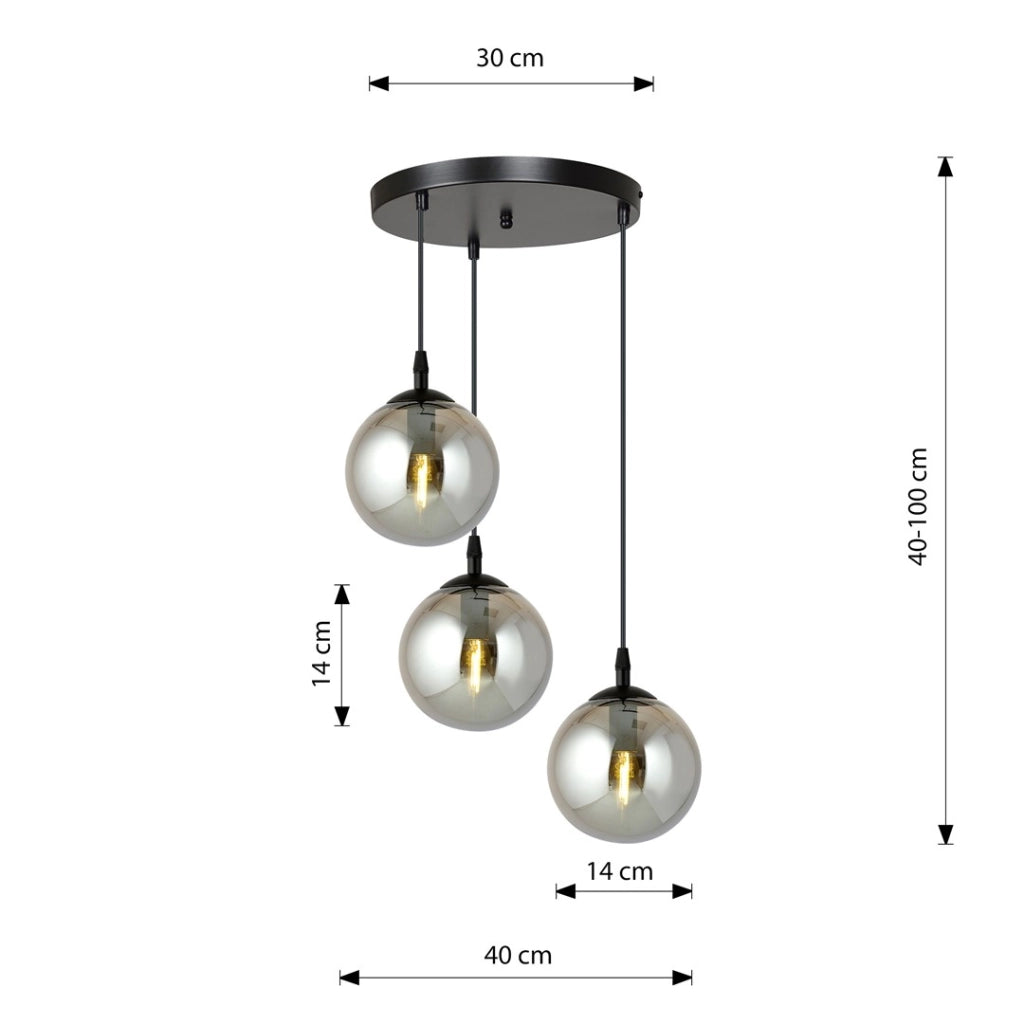 Lampadario Emibig Cosmo 3 E14 nero grafite Premium