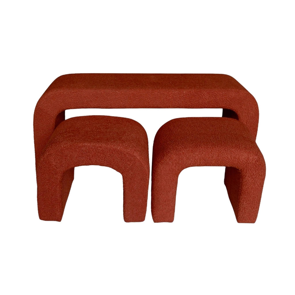 Panca e sgabelli impilabili bouclé, terracotta