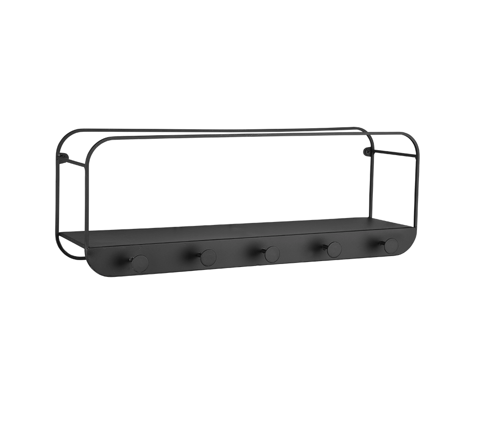 LIANDRA MENSOLA APPENDI ABITI CON RIPIANO IN METALLO NERO 50X18CM