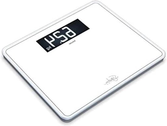 Scala di Peso Personale con Piattaforma di Peso in Vetro - Superficie Extra Grande - Vetro di Sicurezza - Stile Nero - 200 kg Bianco