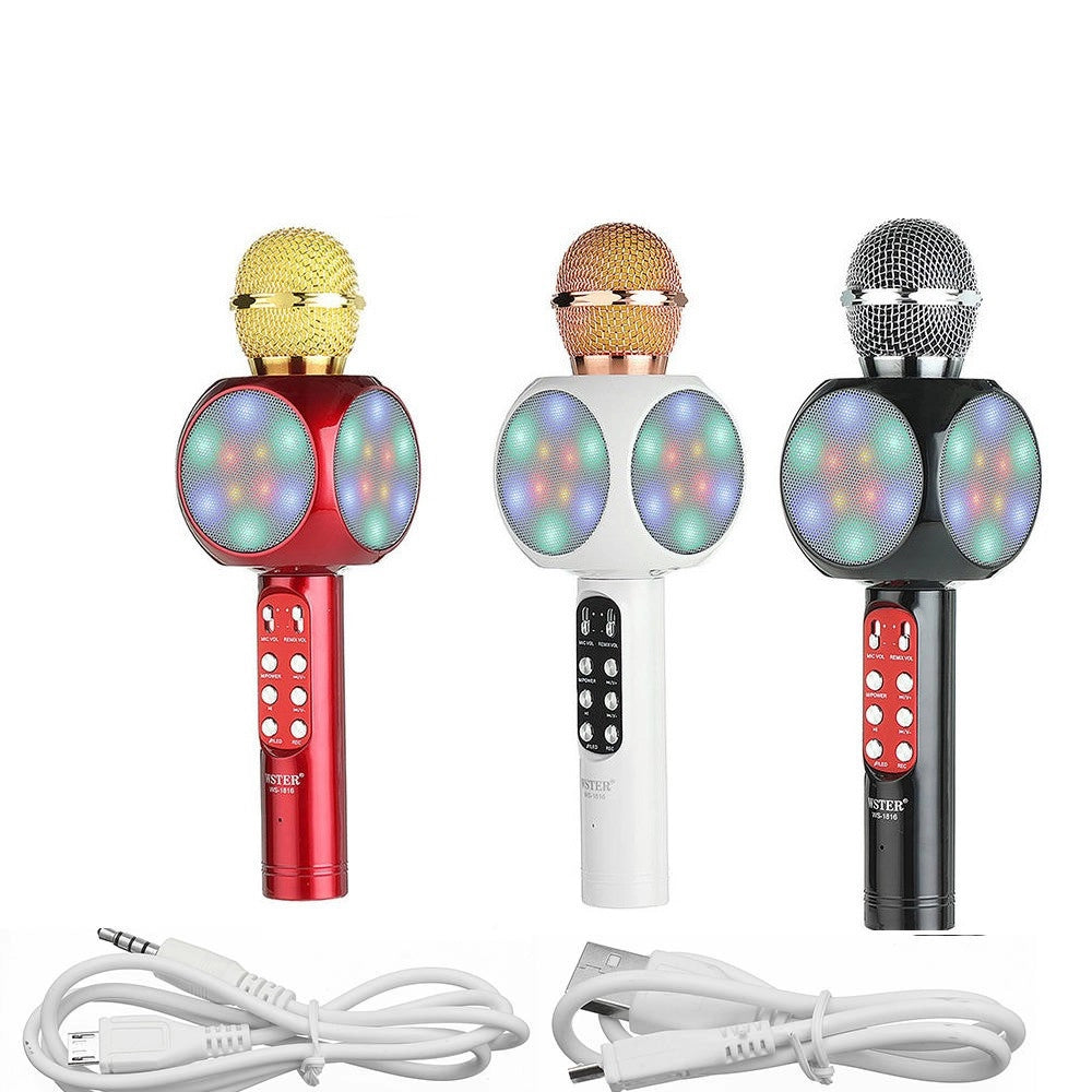 Trade Shop - Microfono Portatile Wireless Con Bluetooth Karaoke Cassa Integrata Ws-1816 -