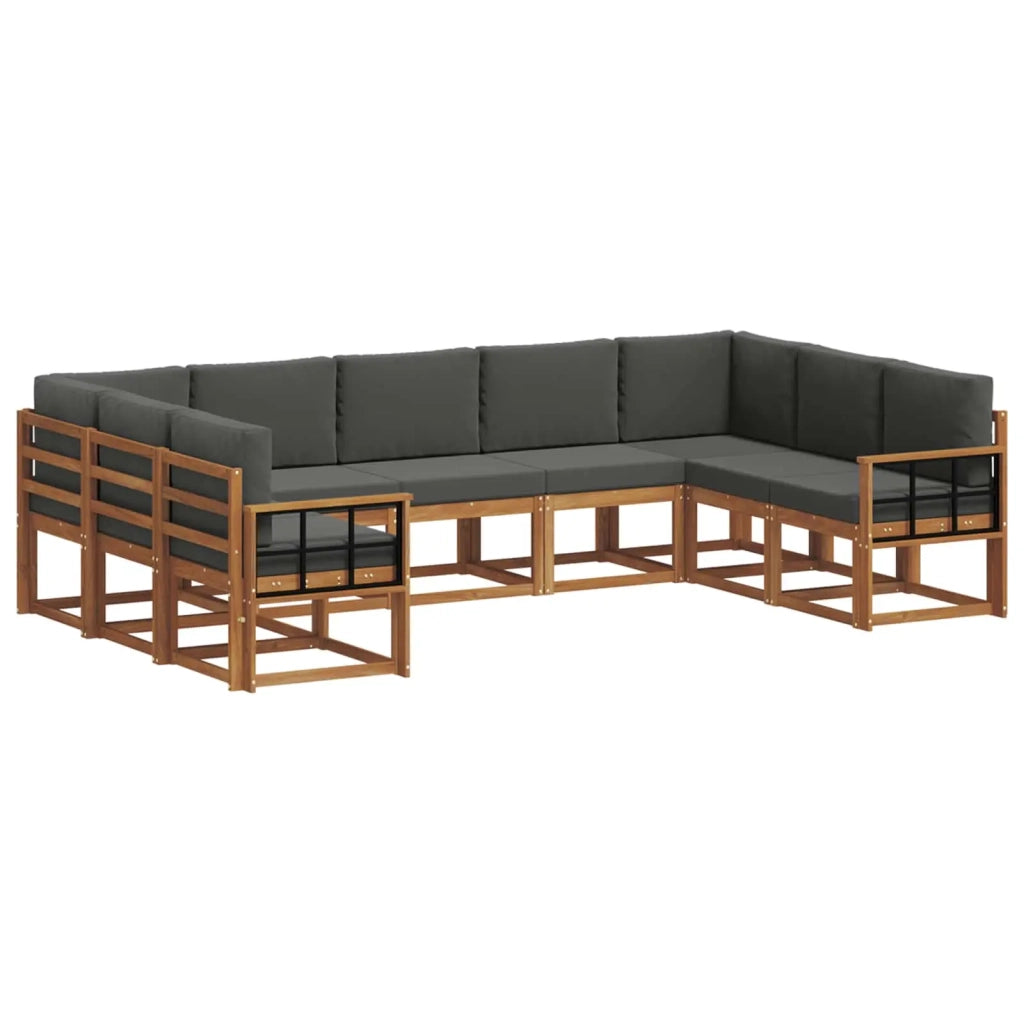 Set di divani da esterno con cuscino 9 pcs Naturale e Antracite 3366995