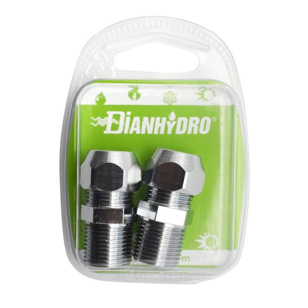 2 PZ NIPPLES BICONO CROMATO PER CANNETTE BLISTER- pz.2 x (3/8x3/8) Diam. 10- FAIDF- pezzi 1