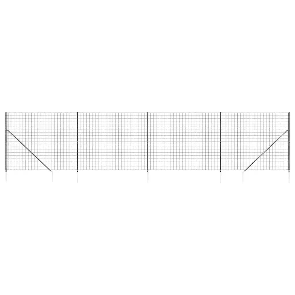 Recinzione da Giardino | Recinzione Metallica con Picchetti Ancoraggio Antracite 1,6x10m