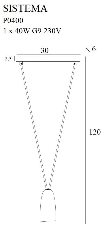 Lampada a sospensione industriale nera Sistema Maxlight G9 40W