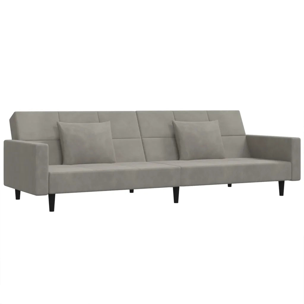 Divano letto | Sof¨¤ letto | Letto singolo a 2 Posti con 2 Cuscini Grigio Chiaro in Velluto