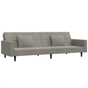 Divano letto | Sof¨¤ letto | Letto singolo a 2 Posti con 2 Cuscini Grigio Chiaro in Velluto