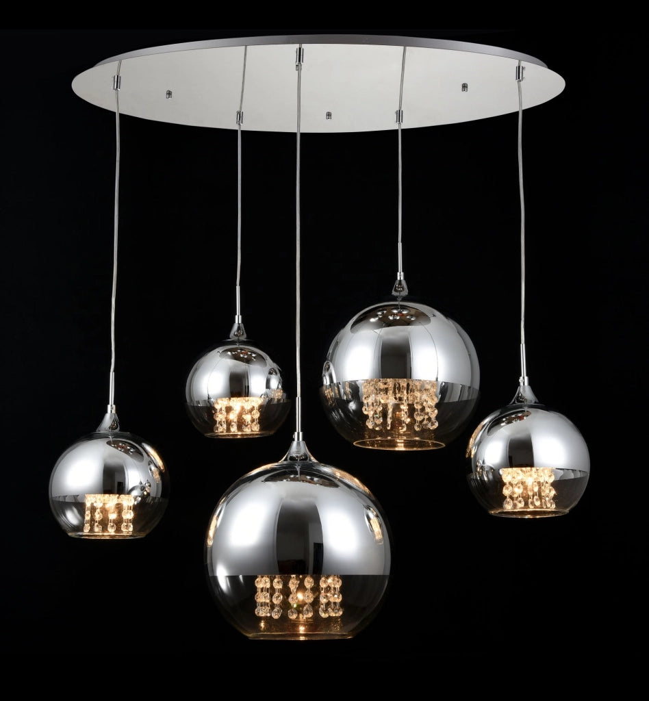 Lampadario Maytoni Fermi 5 luci vetro cristalli nichel