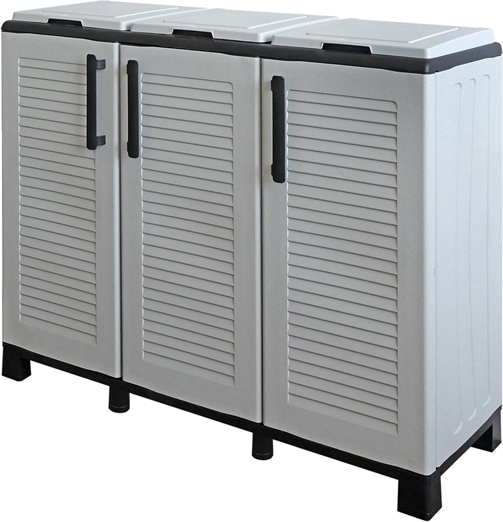 ARMADIO PATTUMIERA CONCERT CON 3 ANTE 102 X 37 X 90CM COLORE GRIGIO