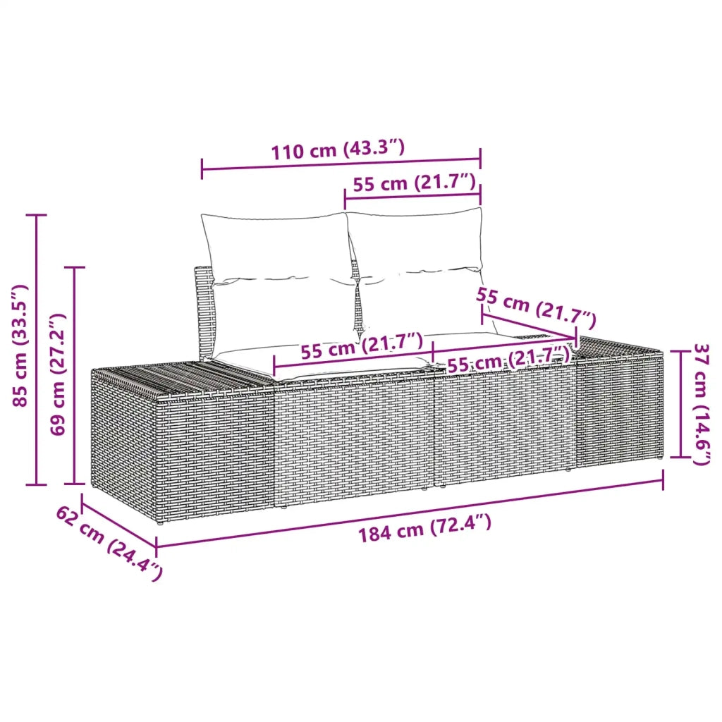 Set di divani 3 pz Nero polyrattan 3346926