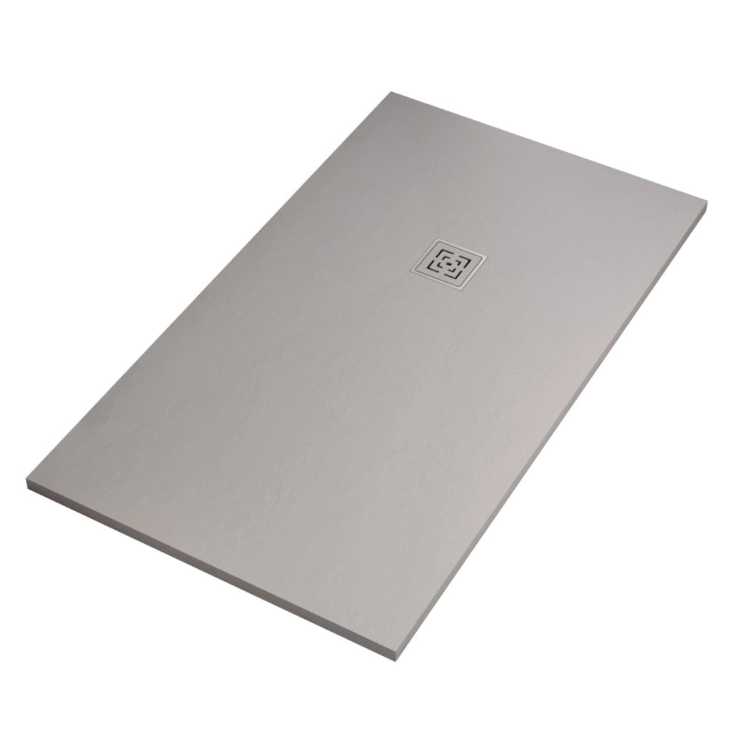 Piatto doccia in marmoresina grigio chiaro effetto pietra cemento passion, misura 100x140