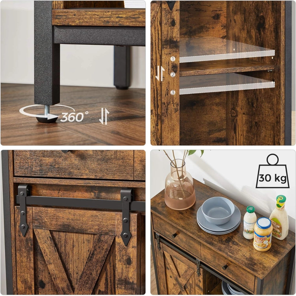Cassettiera industriale VALORA, marrone rustico, stile loft LSC100B01