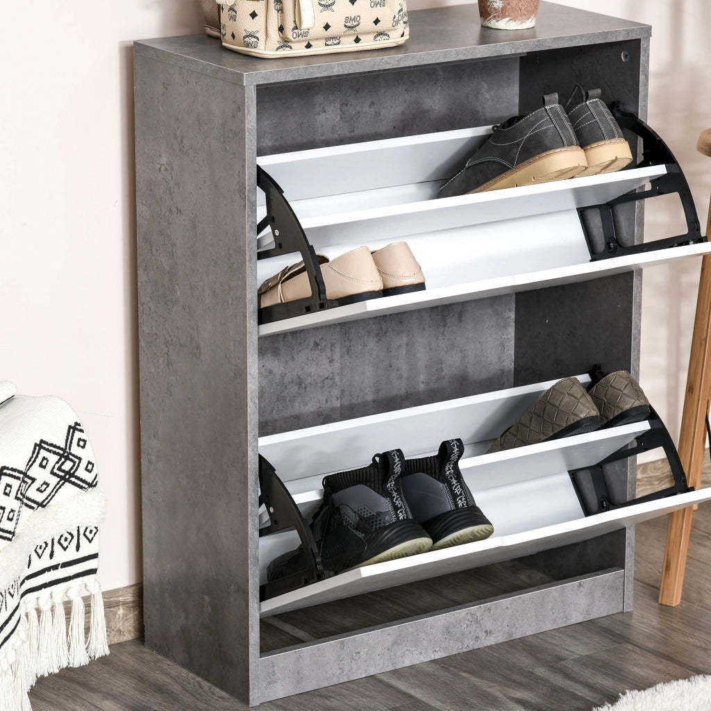 Scarpiera mobile ingresso ¨C Xylo ¨C 2 ante, grigio e bianco, 62.5x26x81 cm