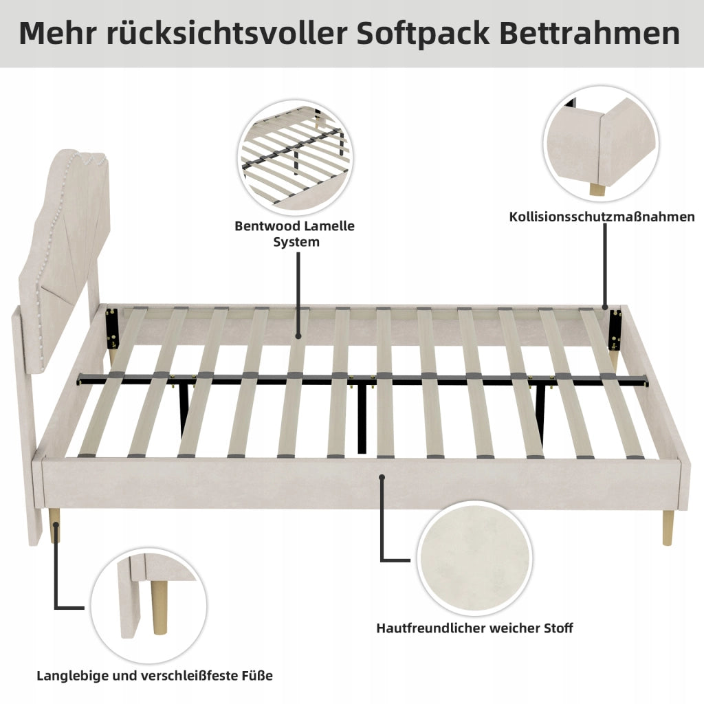 Letto singolo 140x200 - Xylo - Beige minimalista