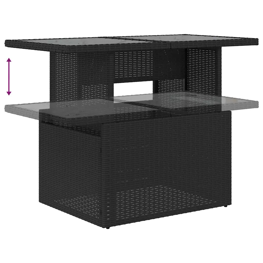 Set di divani 7 pz 6-Numero di posti Nero e Blu polyrattan 3349122