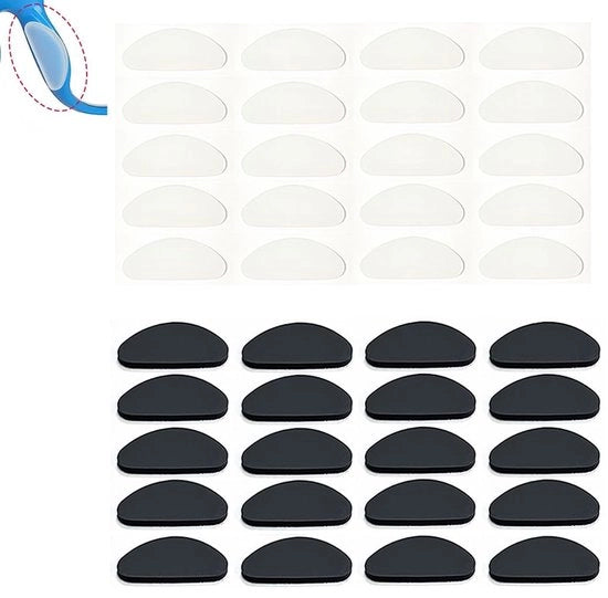 Adesivi antiscivolo per occhiali - Silenziosi e comodi - Colorazione nero e bianco - Autoadesivi - Ideali per la sostituzione quotidiana -
