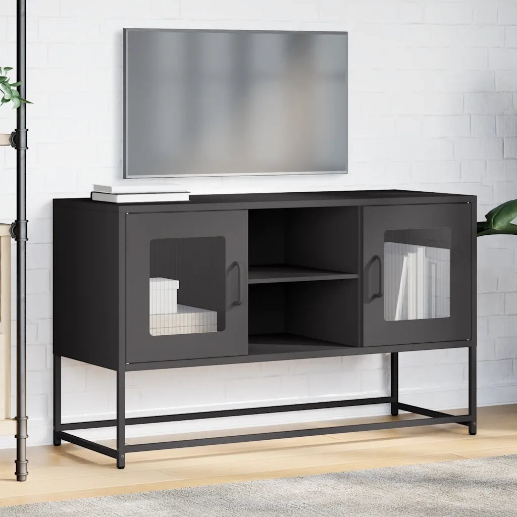 Mobile TV Nero 100,5x39x60,5 cm in Acciaio 853380