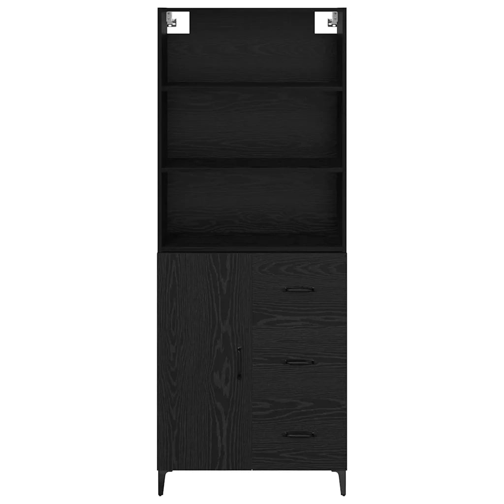 Credenza-Buffet-Armadio da cucina Rovere Nero 69,5 x 34 x 180 cm Legno multistrato 491978